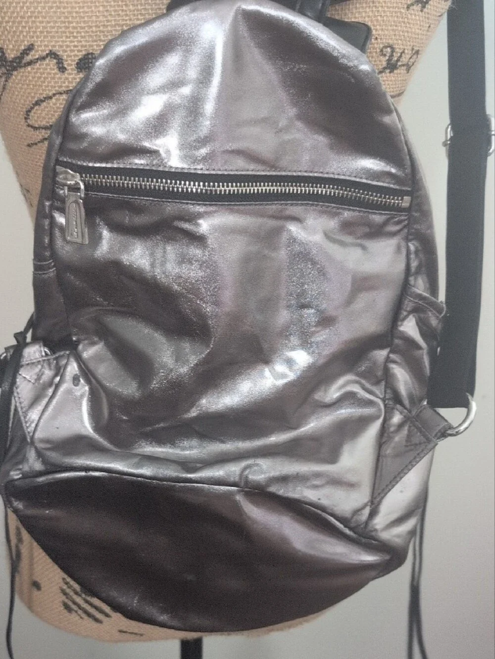 Rebecca Minkoff Metallic Gunmetal Convertible Backpack